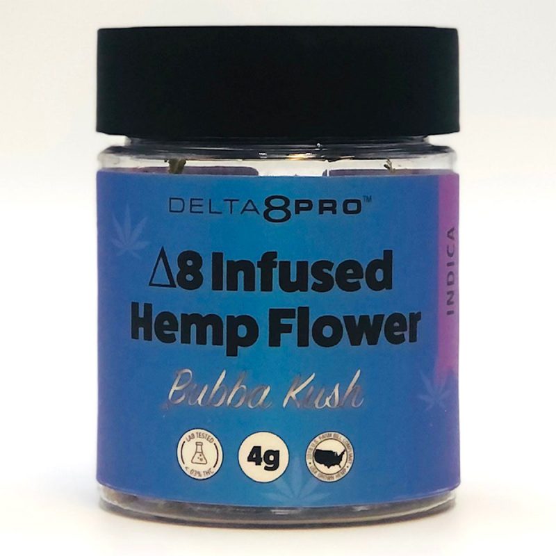 Delta 8 Pro D8 Infused Hemp Flower Bubba Kush Indica 4g