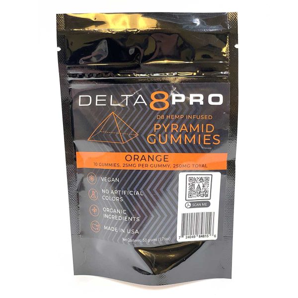 Delta 8 Pro D8 Hemp Infused Pyramid Gummies Orange Vegan