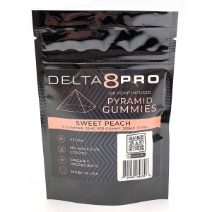 Delta 8 Pro D8 Infused Pyramid Gummies Vegan Organic Sweet Peach