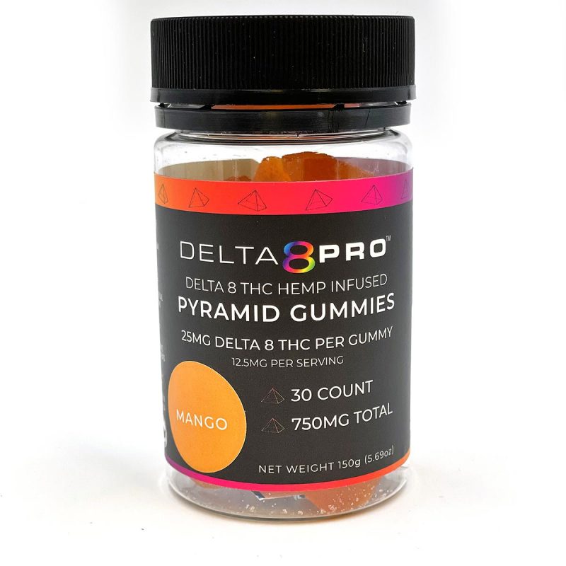 Delta 8 Pro D8 THC Hemp Infused Pyramid Gummies Mango