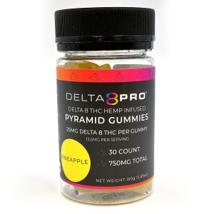 Delta 8 Pro D8 THC Hemp Infused Pyramid Gummies Pineapple