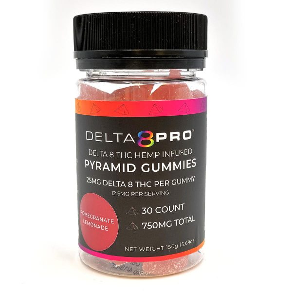 Delta 8 Pro D8 THC Hemp Infused Pyramid Gummies Pomegranate Lemonade