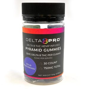 Delta 8 Pro D8 THC Hemp Infused Pyramid Gummies Sour Blackberry