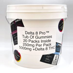 Delta 8 Pro White Tub of Gummies 20 Packs 5000mg D8 THC