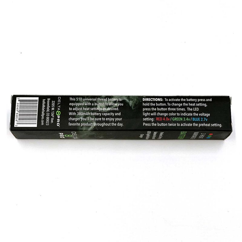 Delta 8 Pro 510 Universal Thread 3 Heat Variable Vape Battery Case