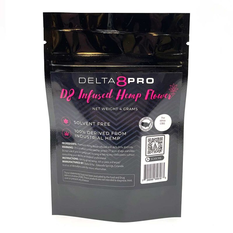 Delta 8 Pro D8 Infused Hemp Flower Solvent Free The White CBD