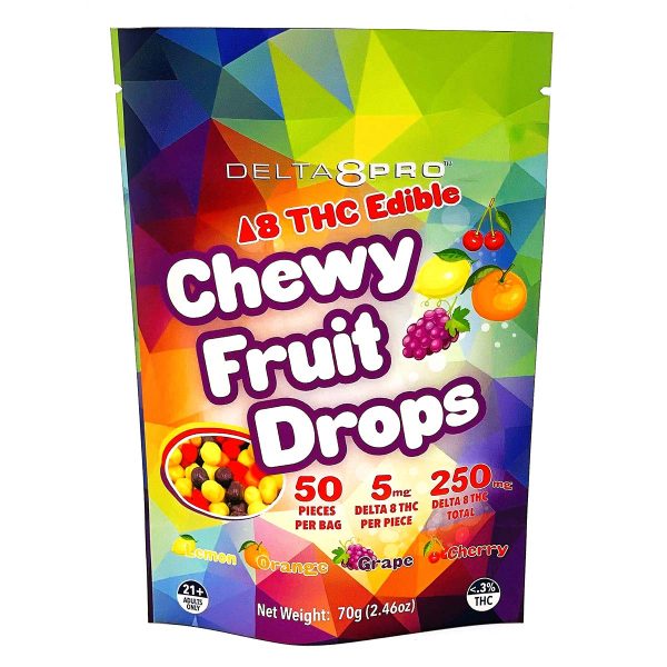Delta 8 Pro D8 THC Edible Chewy Fruit Drops Front