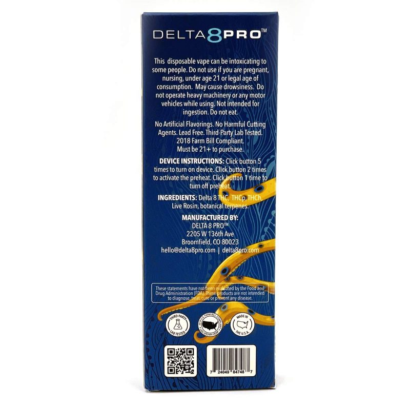 Delta 8 Pro Live RosinD8THCPTHCH Blue Dream Back