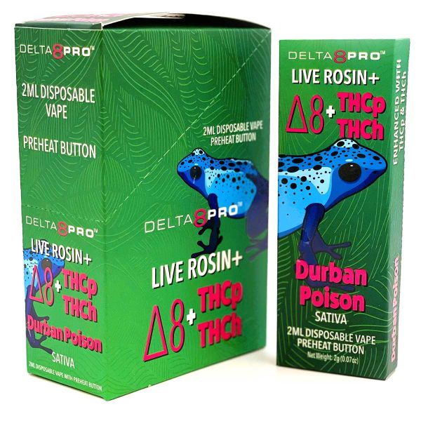 Delta 8 Pro Live RosinD8THCPTHCH Durban Poison 5ct Display Box Closed Individual