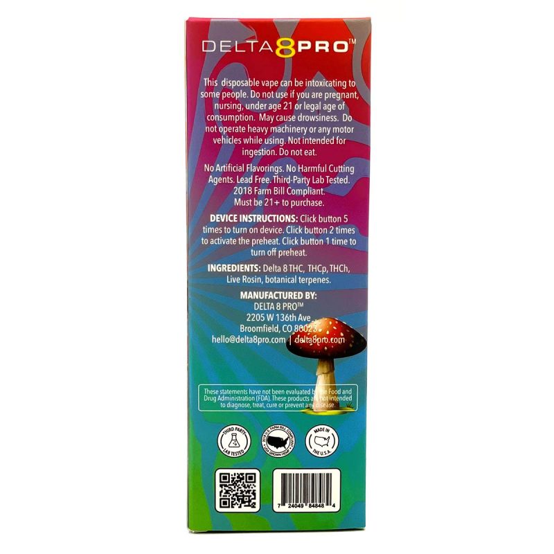 Delta 8 Pro Live RosinD8THCPTHCH Forbidden Fruit Back