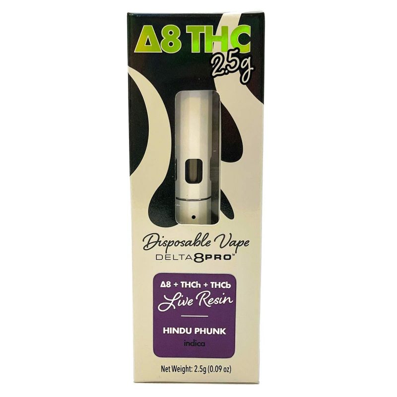 Delta 8 Pro THC 2.5g Disposable Vape D8 THCh THCb Live Resin Hindu Phunk Indica