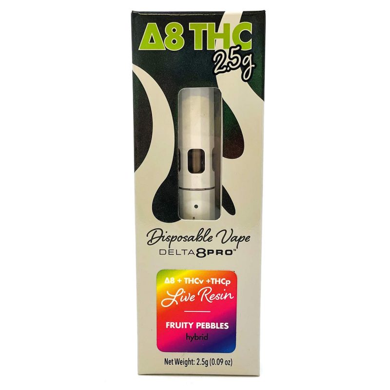 Delta 8 Pro THC 2.5g Disposable Vape D8 THCv THCp Live Resin Fruity Pebbles Hybrid