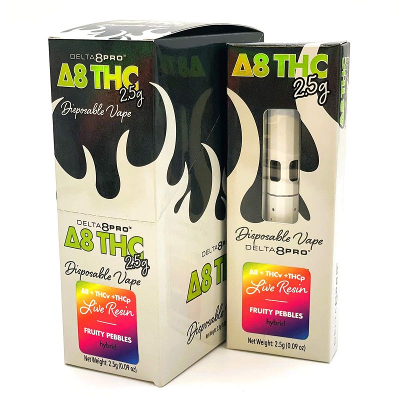 Delta 8 Pro THC 2.5g Disposable Vape D8 THCv THCp Live Resin Fruity Pebbles Hybrid Box 2