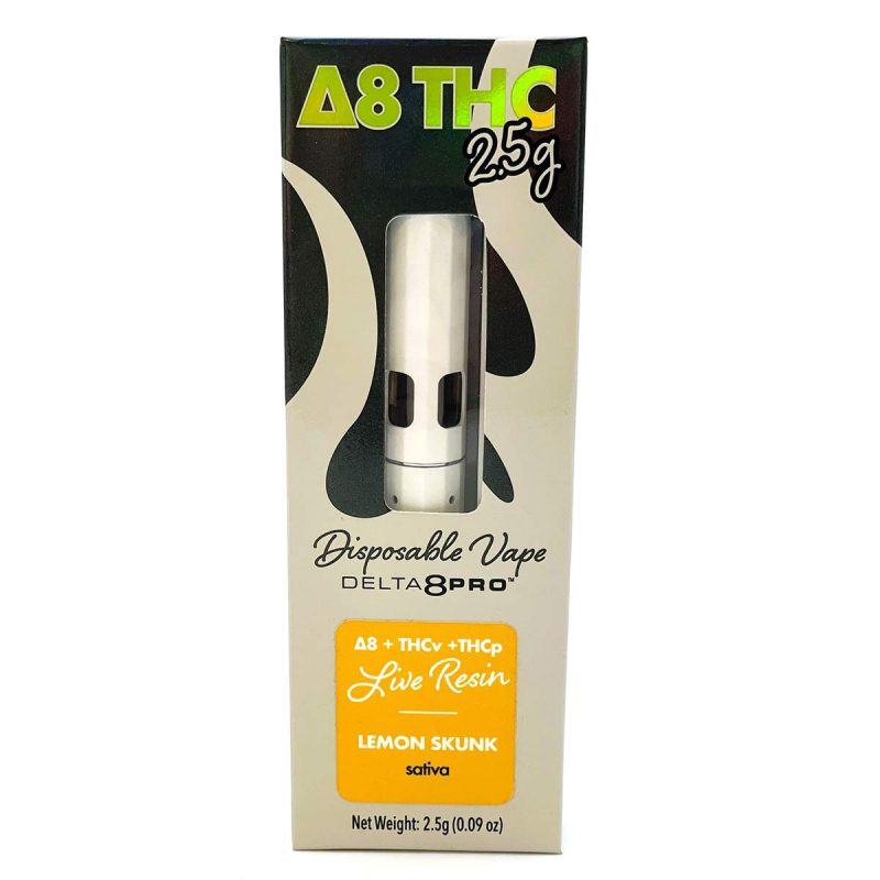 Delta 8 Pro THC 2.5g Disposable Vape D8 THCv THCp Live Resin Lemon Skunk Sativa