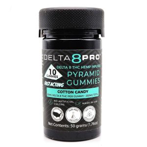 Delta 8 Pro D8 THC Hemp Infused Pyramid Gummies Cotton Candy