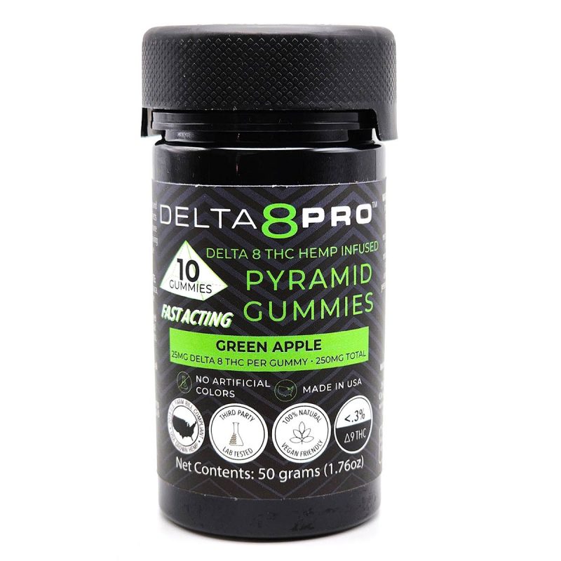 Delta 8 Pro D8 THC Hemp Infused Pyramid Gummies Green Apple