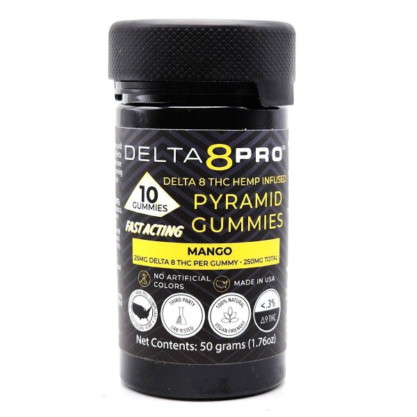 Delta 8 Pro D8 THC Hemp Infused Pyramid Gummies Mango