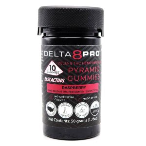 Delta 8 Pro D8 THC Hemp Infused Pyramid Gummies Raspberry
