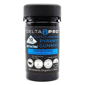 Delta 8 Pro D8 THC Hemp Infused Pyramid Gummies Sour Blue Razz