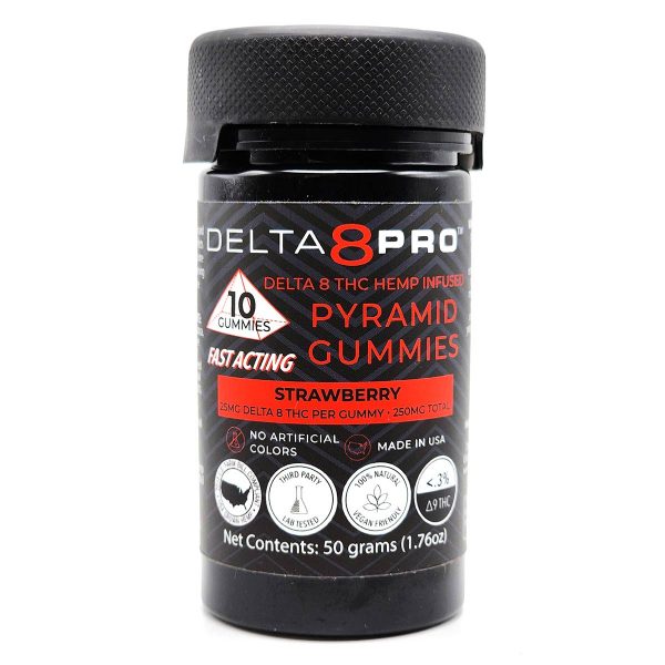 Delta 8 Pro D8 THC Hemp Infused Pyramid Gummies Strawberry