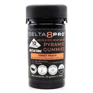 Delta 8 Pro D8 THC Hemp Infused Pyramid Gummies Sweet Peach