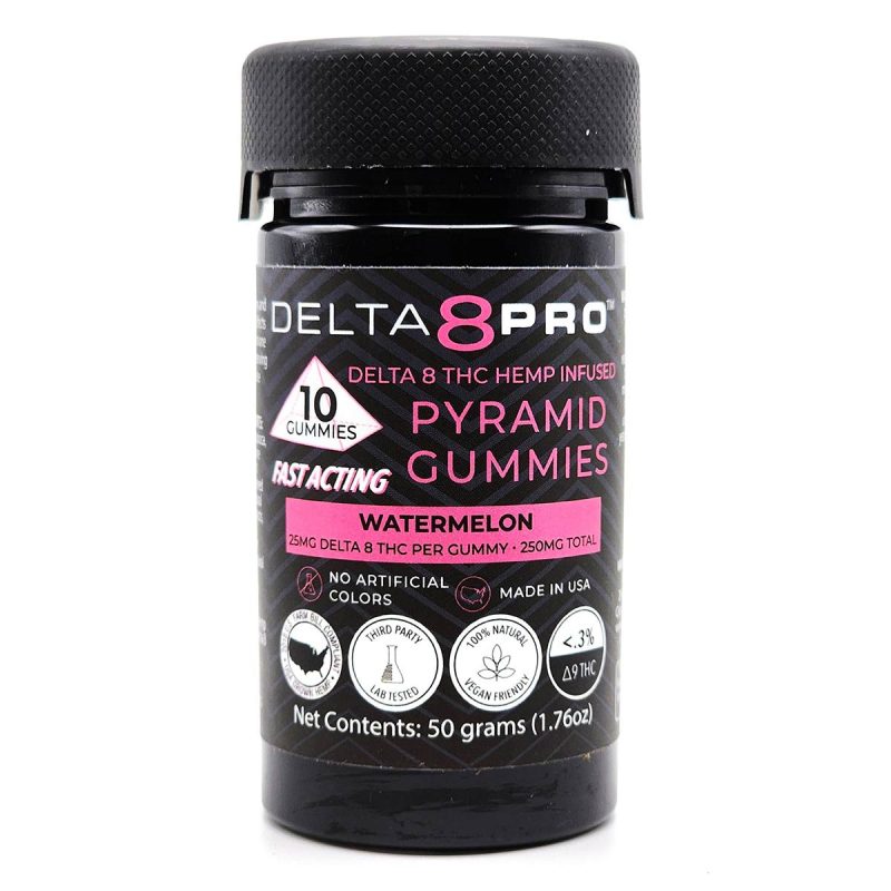 Delta 8 Pro D8 THC Hemp Infused Pyramid Gummies Watermelon