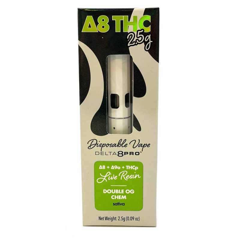 Delta 8 Pro THC 2.5g Disposable Vape D8 D9o THCp Live Resin Double OG Chem Sativa