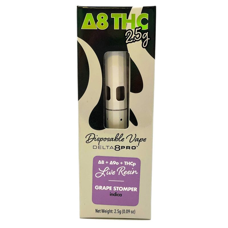 Delta 8 Pro THC 2.5g Disposable Vape D8 D9o THCp Live Resin Grape Stomper Indica