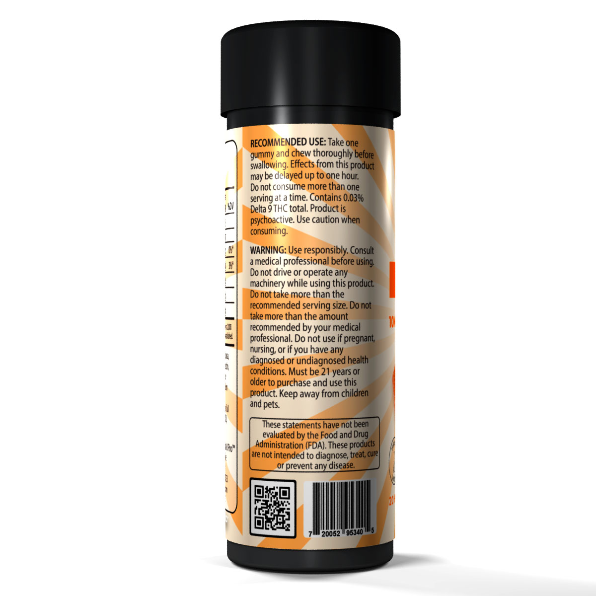 Delta 8 Pro Hemp Derived Gummies Orange Cream Side 1